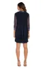 Two Piece Dress with Metallic Pattern Neckline and Jacket with Sheer Sleeves sold by R&M Richards