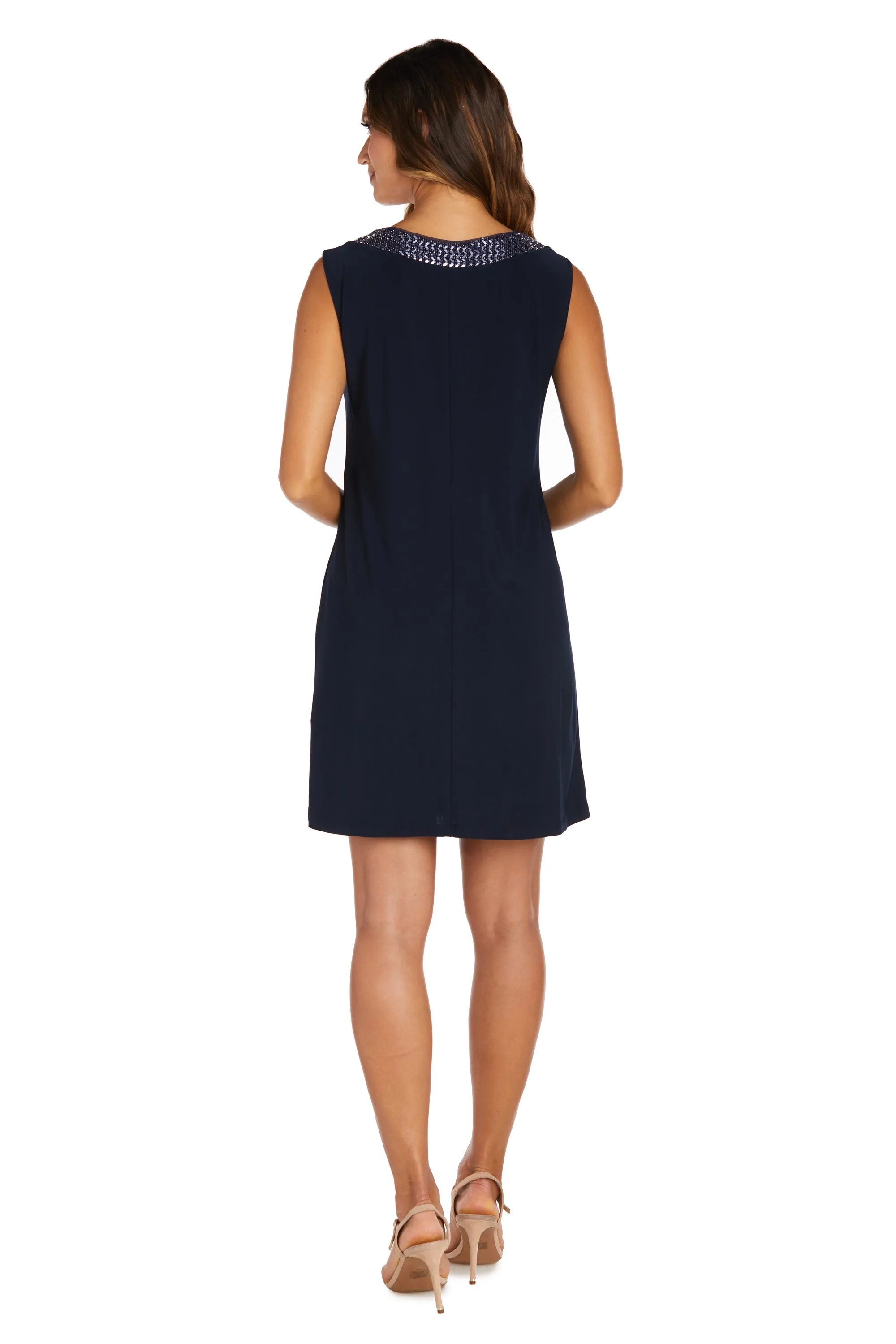 Two Piece Dress with Metallic Pattern Neckline and Jacket with Sheer Sleeves sold by R&M Richards product image thumbnail 4