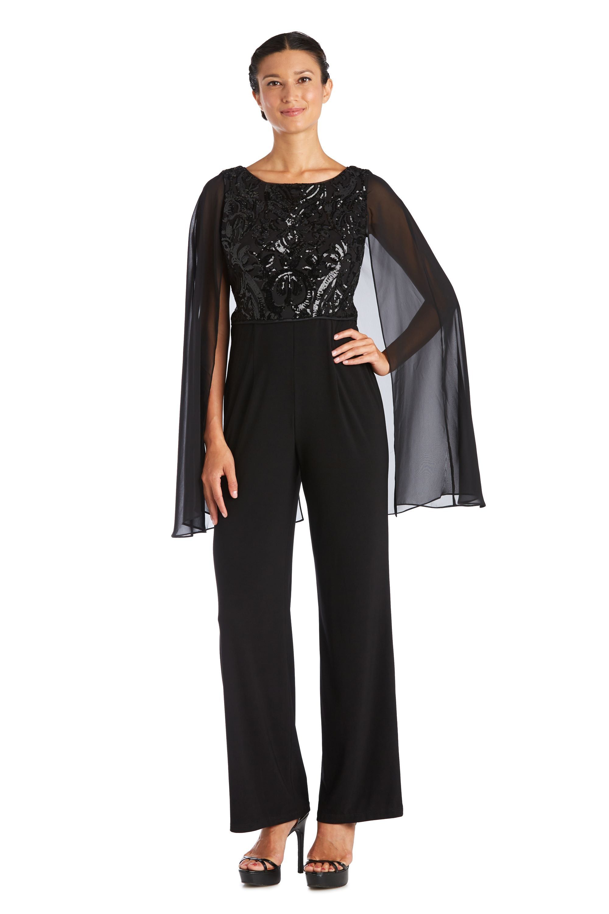 Chiffon Capelet Jumpsuit with Sequin Bodice sold by R&M Richards product image thumbnail 4