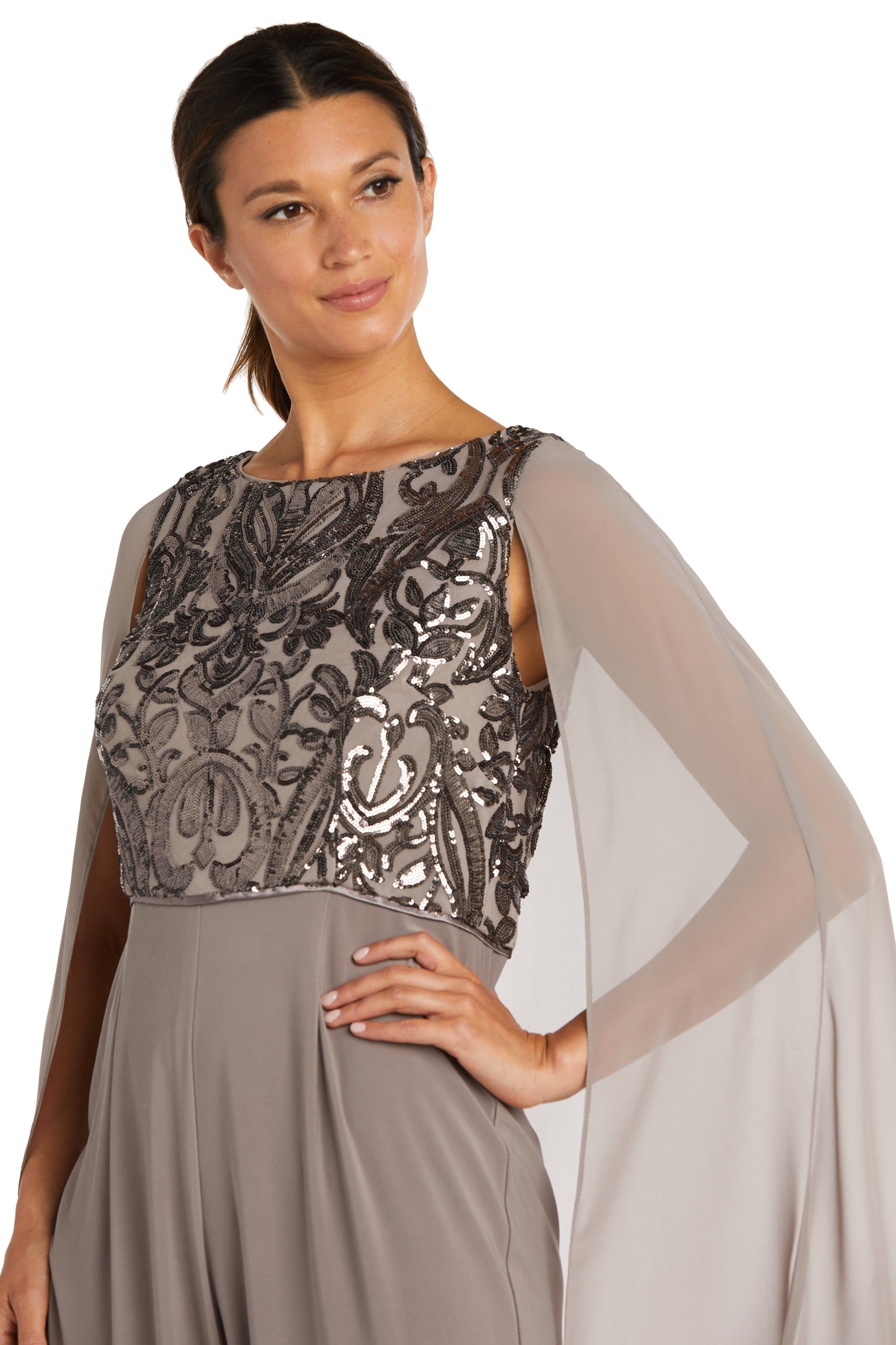 Chiffon Capelet Jumpsuit with Sequin Bodice sold by R&M Richards product image thumbnail 3