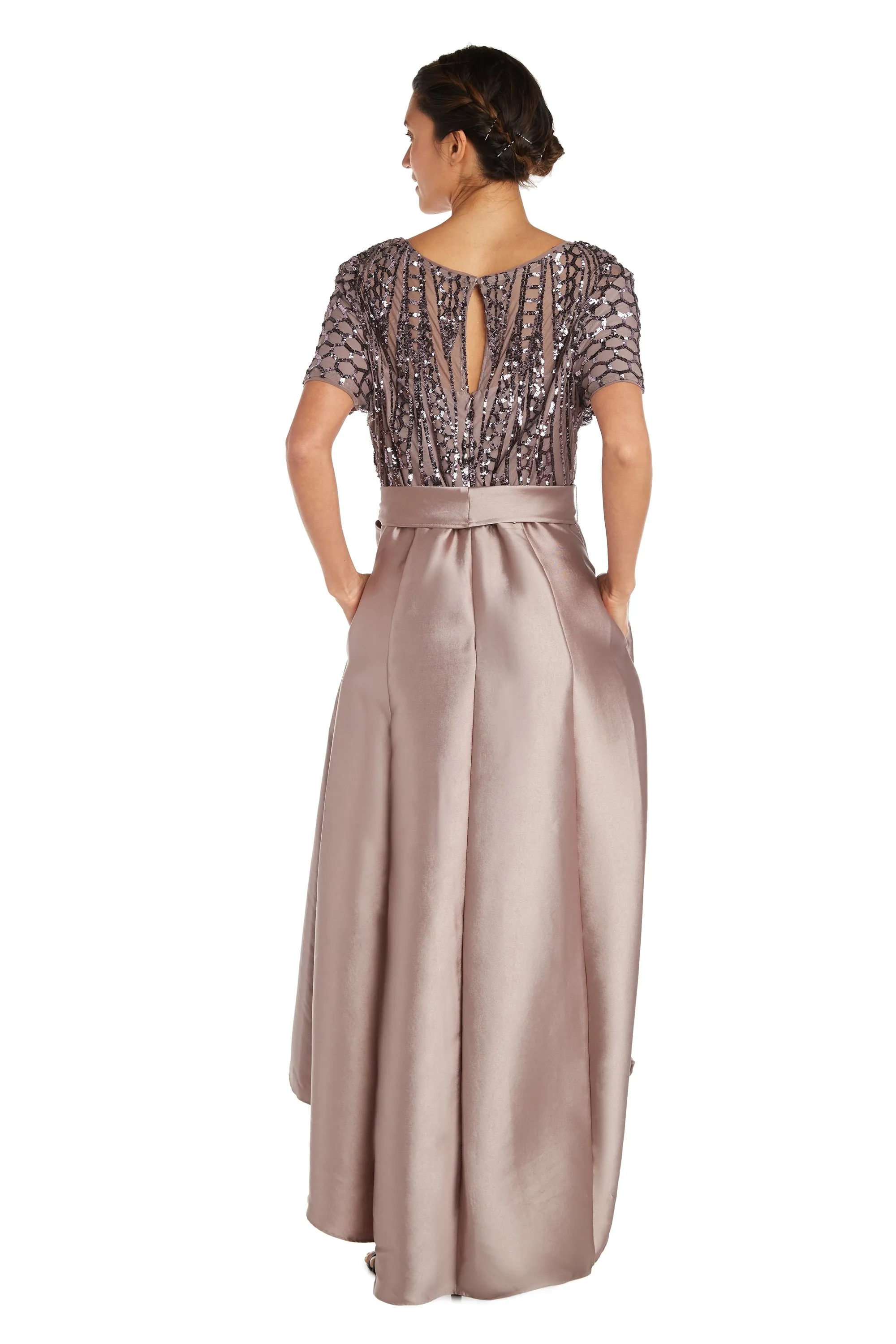 High-Low Satin Skirt, Bow at Waist, and Sequin Top Dress sold by R&M Richards product image thumbnail 5