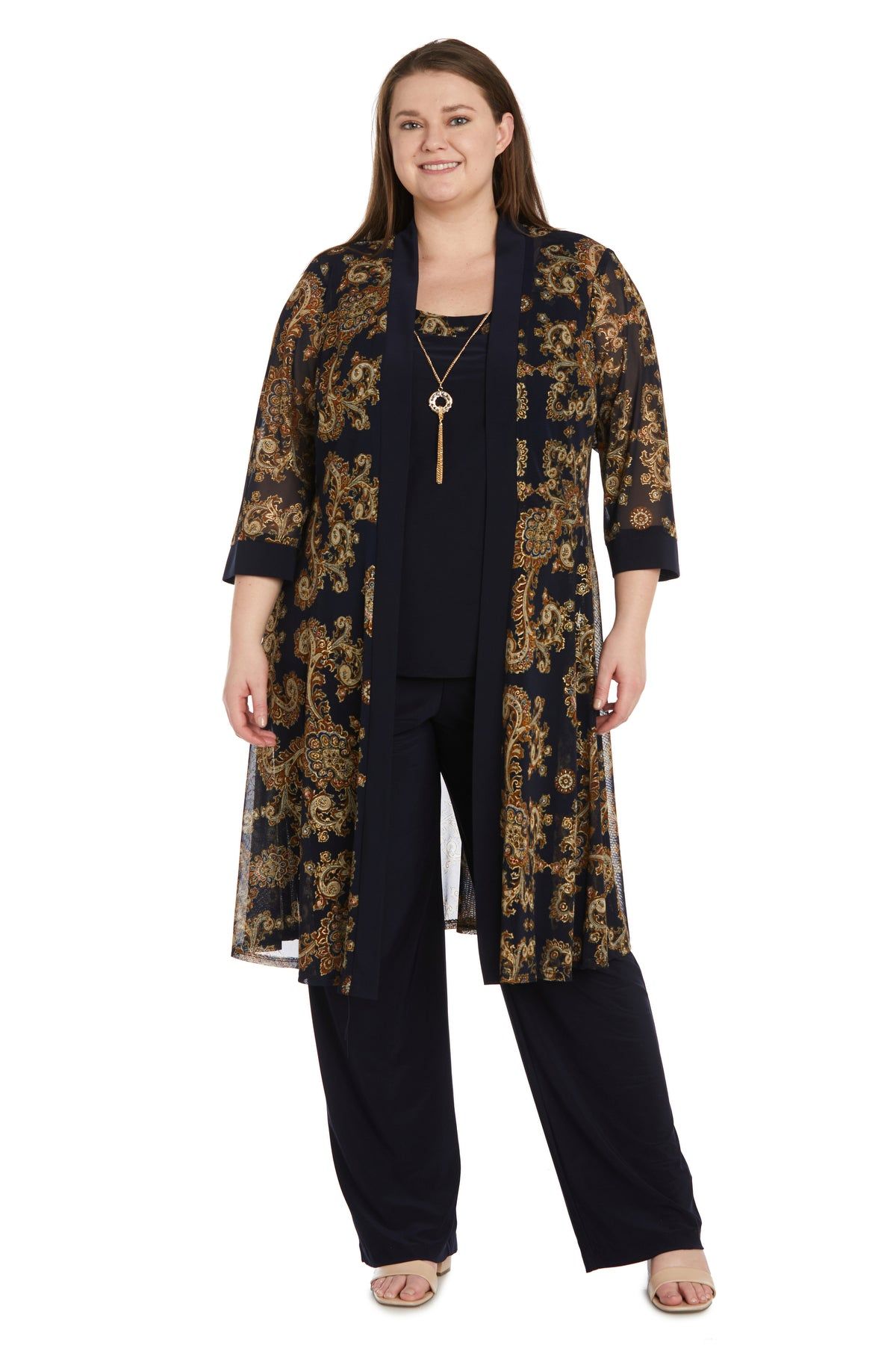 Three Piece Foil Print Jacket and Pant Set - Plus sold by R&M Richards