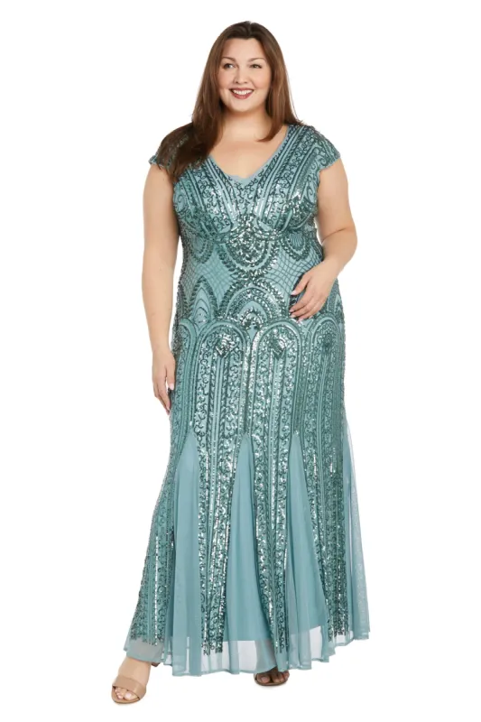 Long Beaded Dress with Cap Sleeves - Plus sold by R&M Richards