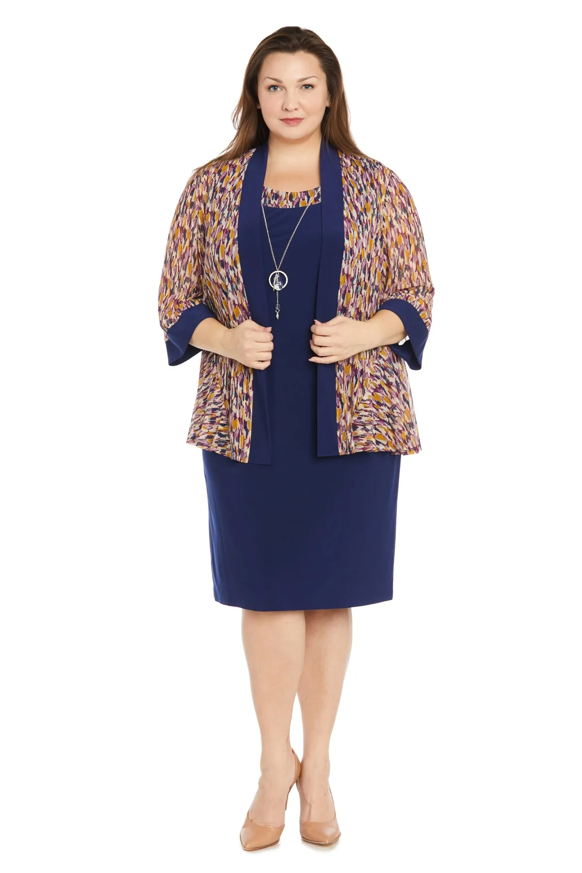 Printed Chiffon Jacket Dress - Plus sold by R&M Richards