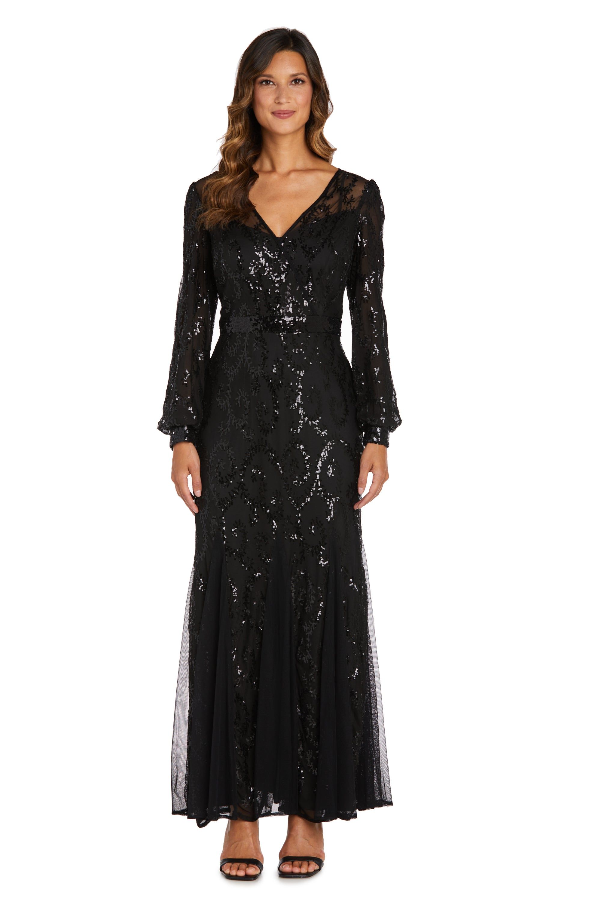 Delicately Embellished Long Sleeved Sequined Gown sold by R&M Richards