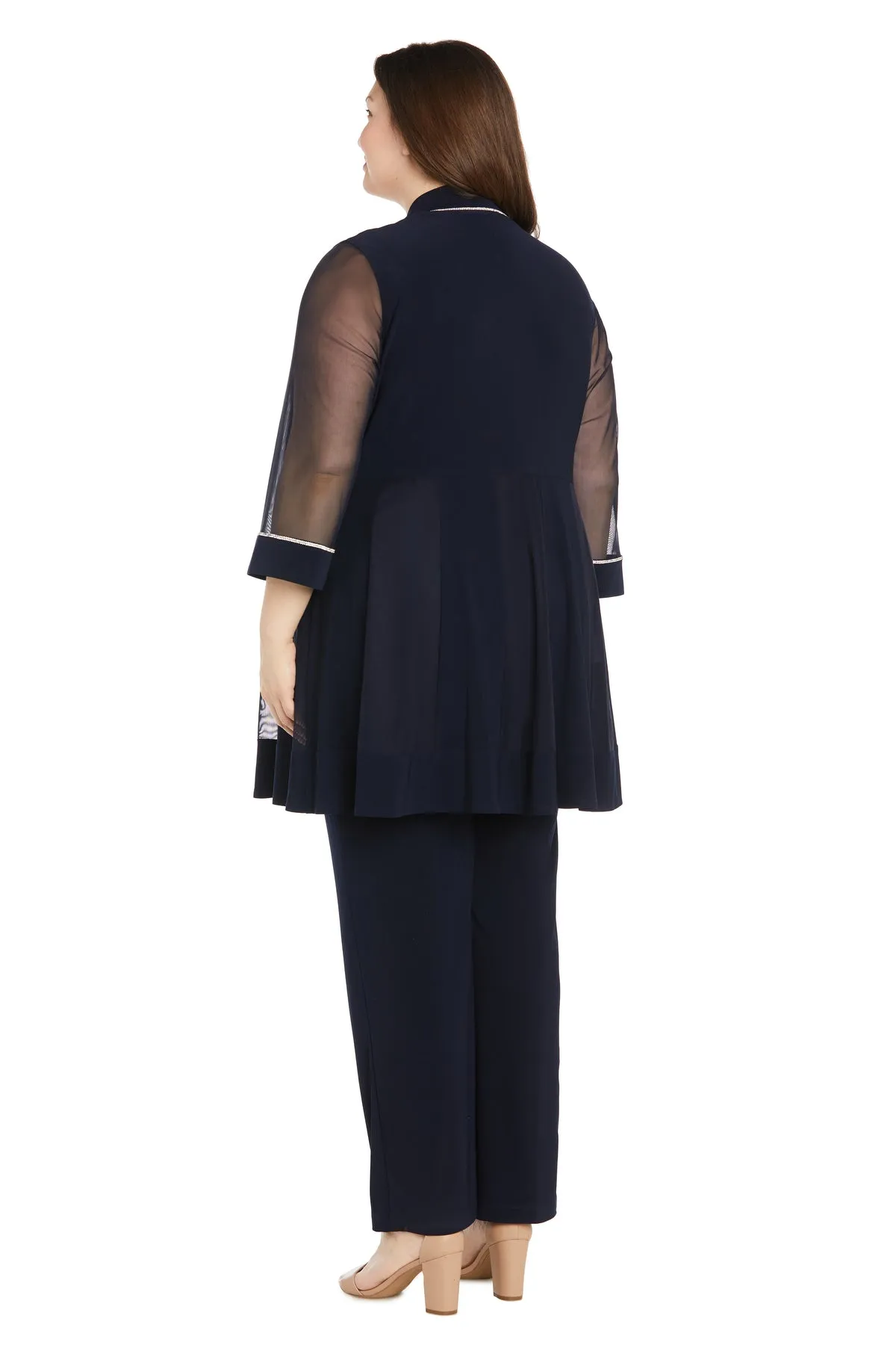 Pantsuit with Illusion Sleeves and Rhinestone Trim - Plus sold by R&M Richards product image thumbnail 2
