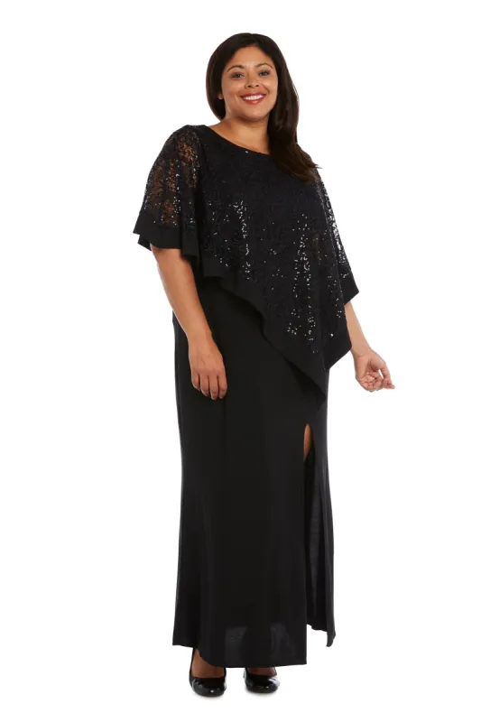 Sleeveless Maxi Dress Covered with a Sheer Lace Sequined Poncho - Plus sold by R&M Richards