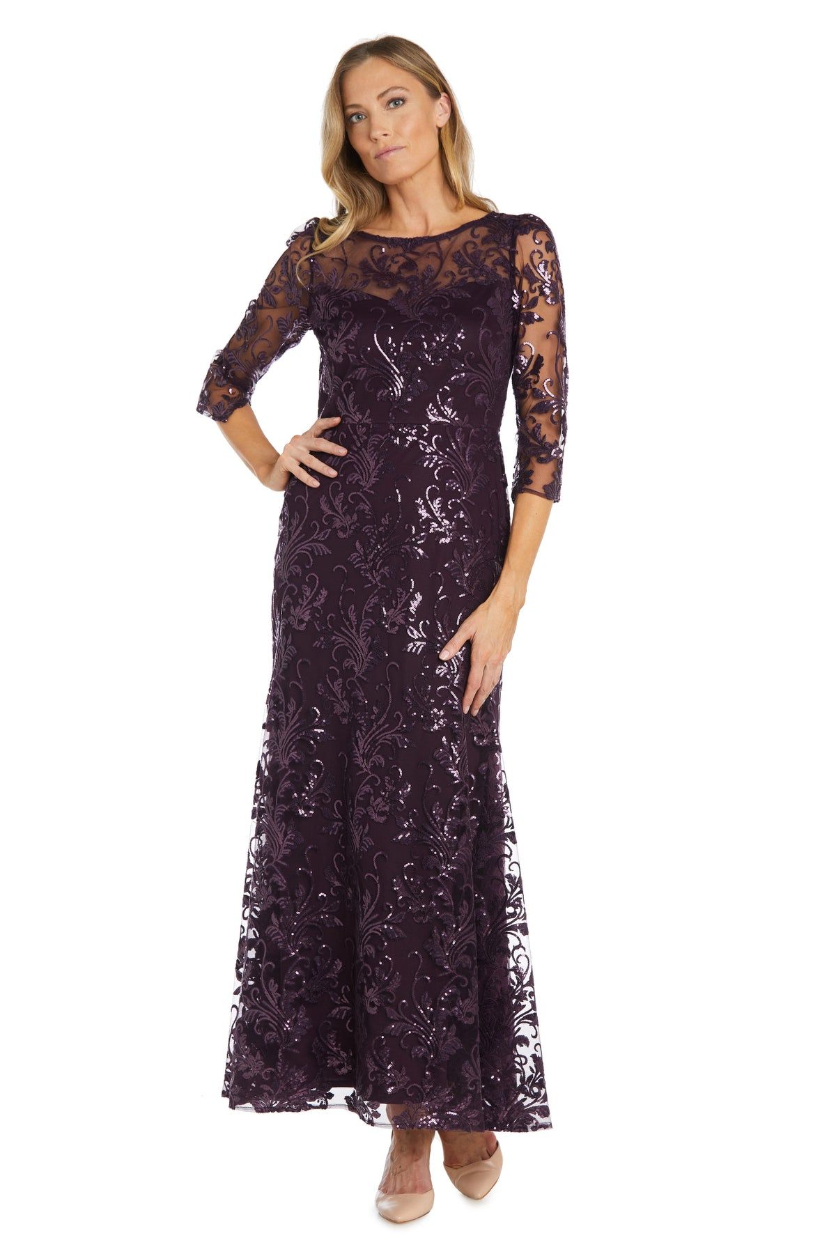 Sequined Evening Gown With Illusion Design sold by R&M Richards