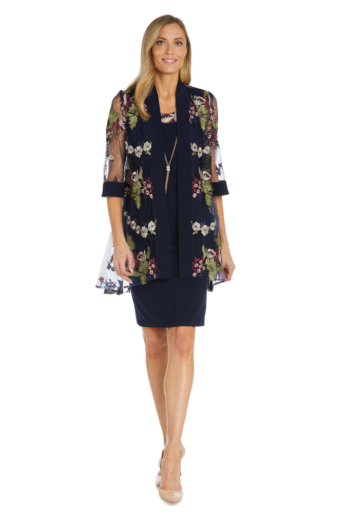 Two Piece Floral Mesh Jacket Dress sold by R&M Richards