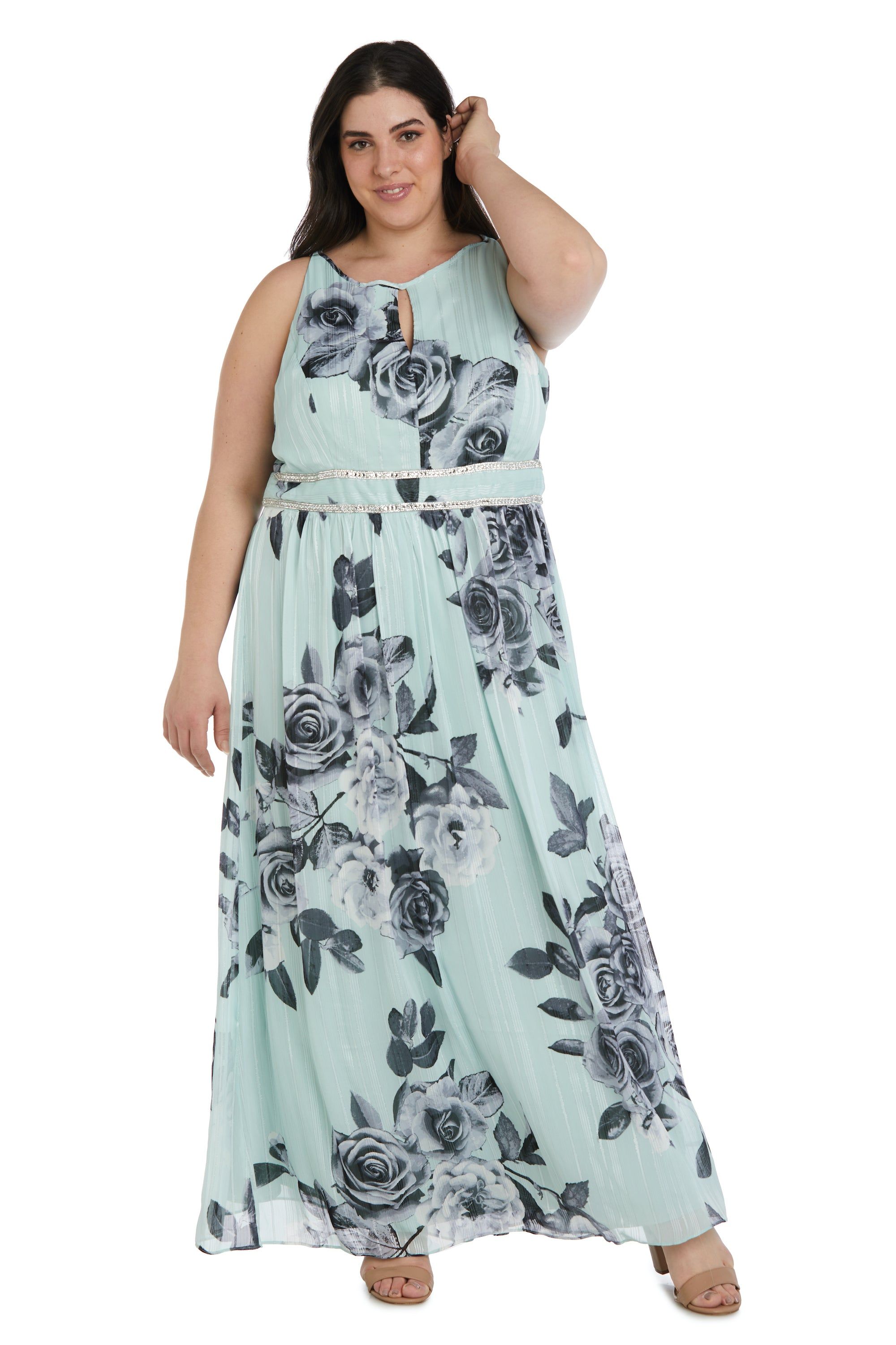 Halter Maxi Dress with Rhinestone Waist - Plus sold by R&M Richards product image thumbnail 4