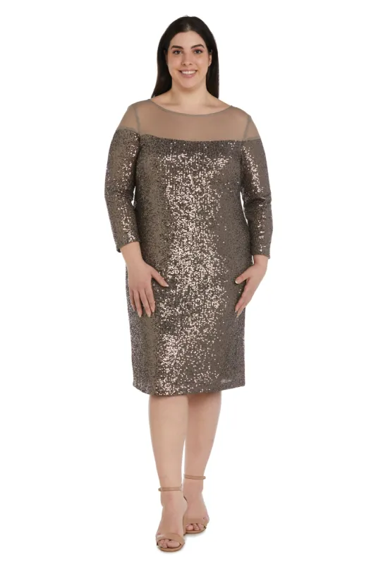 Short Sequin Dress With Illusion Bodice - Plus sold by R&M Richards