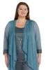 Three Piece Crinkle Pantsuit with A Mesh Chiffon Jacket and Necklace - Plus sold by R&M Richards