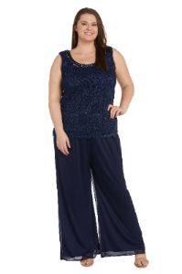 Sheer Pant Suit and Lace Top - Plus sold by R&M Richards