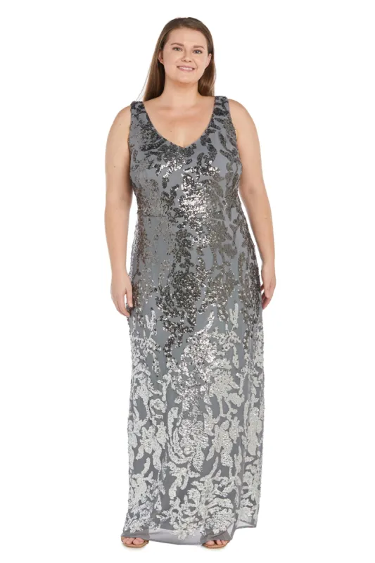 Front and Back Ombre Embellished Sequin Column Dress - Plus sold by R&M Richards