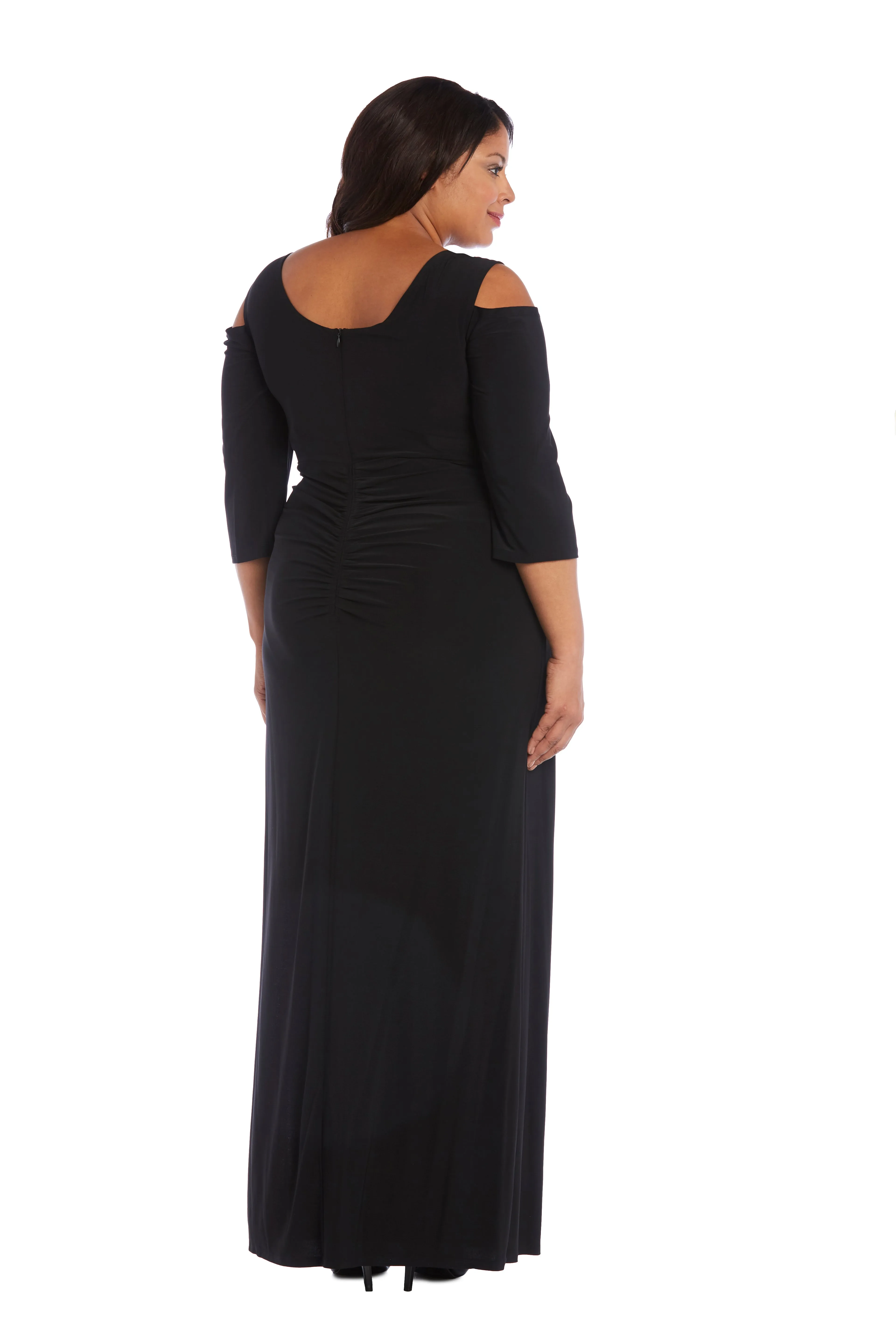 Column Evening Gown with Off the Shoulder Cutouts - Plus sold by R&M Richards product image thumbnail 2