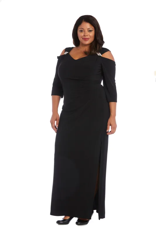 Column Evening Gown with Off the Shoulder Cutouts - Plus sold by R&M Richards