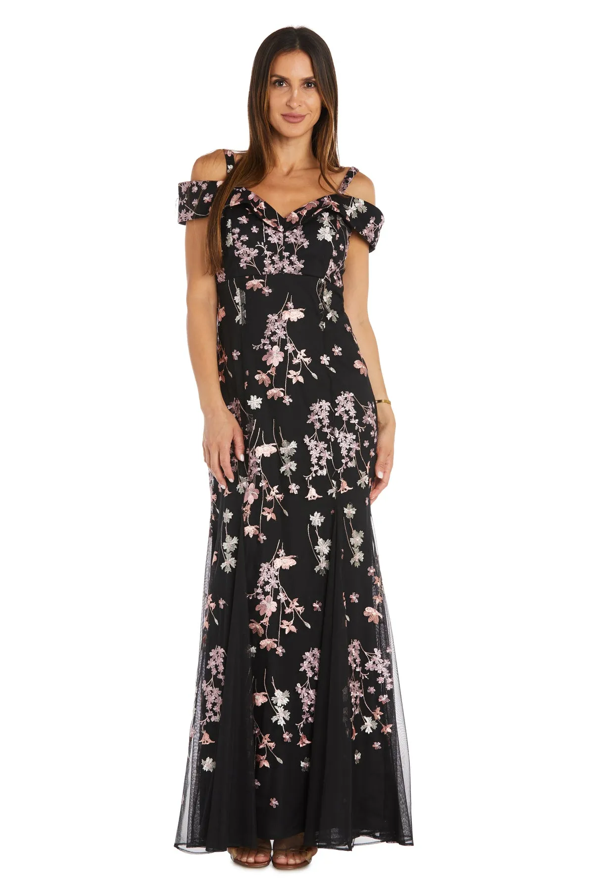 Dainty Floral Embroidered off The Shoulder Gown sold by R&M Richards