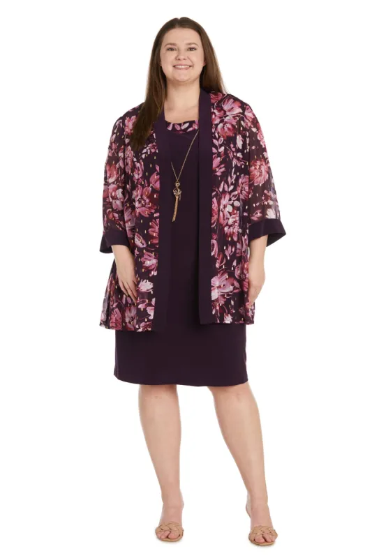 Two Piece Printed Floral Jacket and Dress Set - Plus sold by R&M Richards