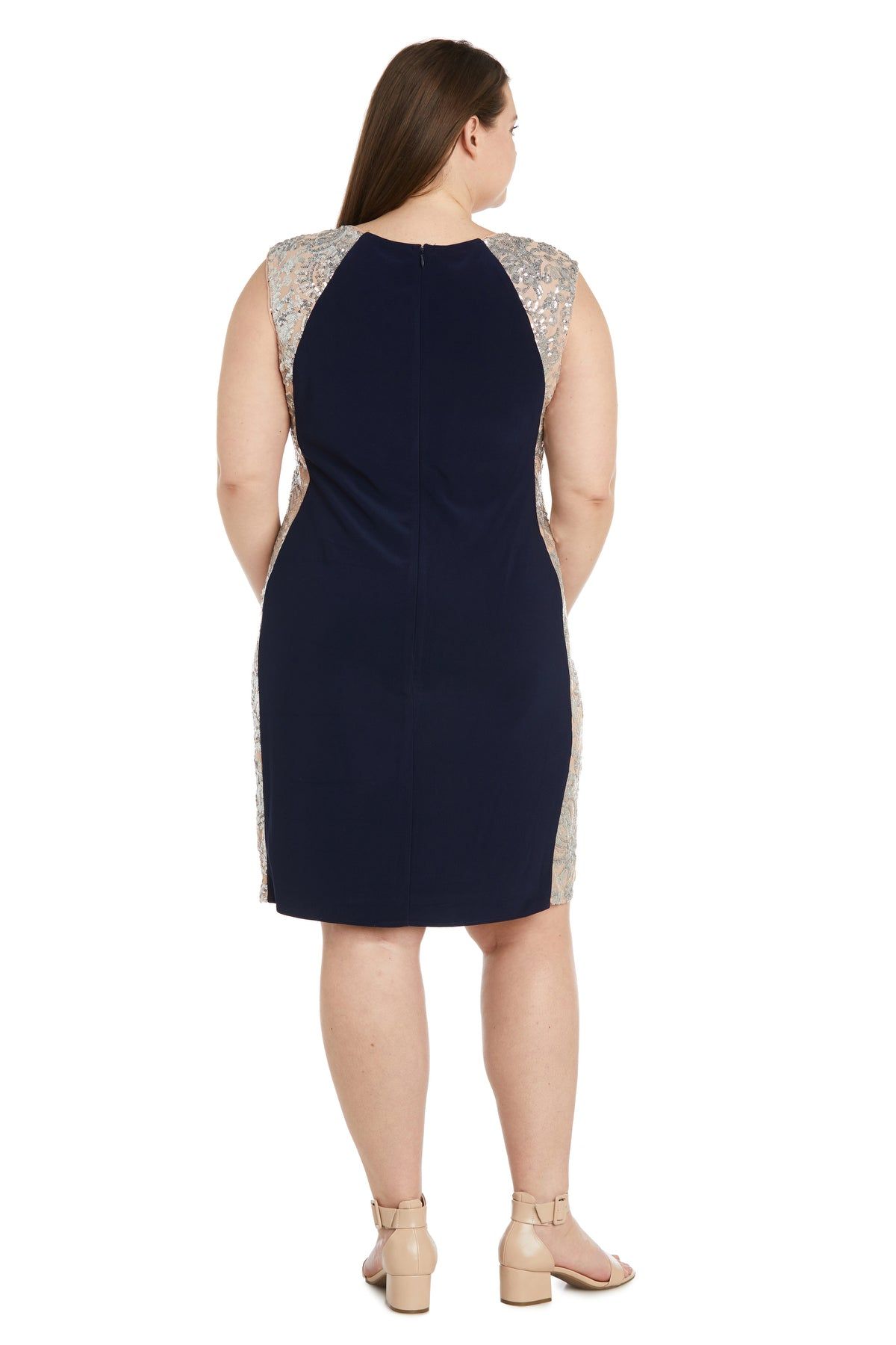 Illusion Knee-Length Sheath Dress with Sheer Inserts and Sequins - Plus sold by R&M Richards product image thumbnail 5