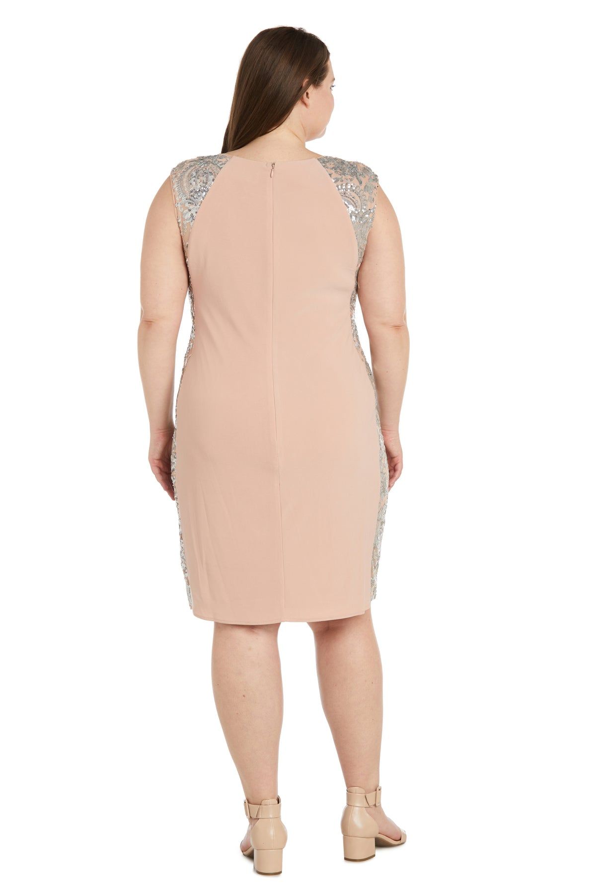 Illusion Knee-Length Sheath Dress with Sheer Inserts and Sequins - Plus sold by R&M Richards product image thumbnail 8