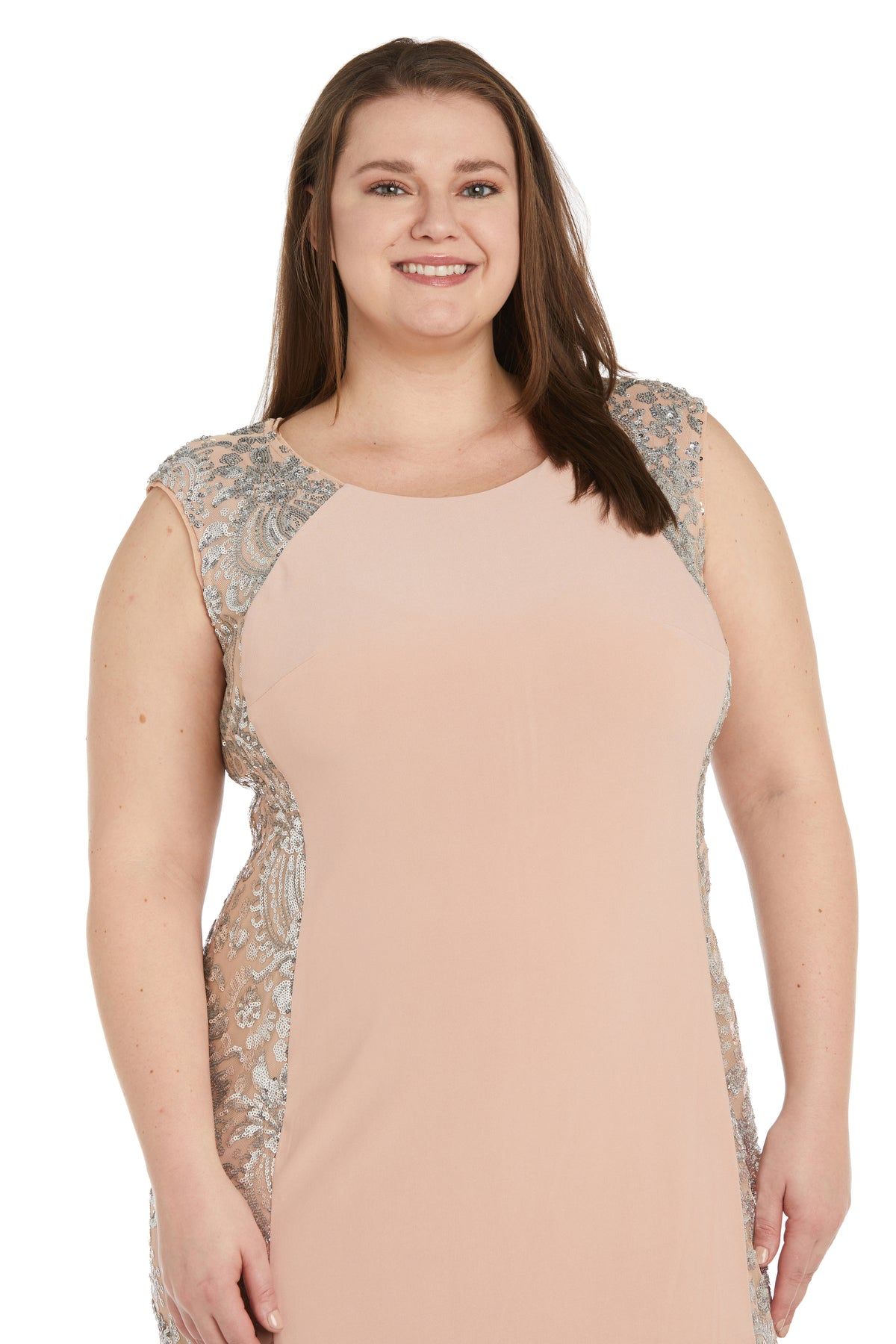 Illusion Knee-Length Sheath Dress with Sheer Inserts and Sequins - Plus sold by R&M Richards product image thumbnail 9