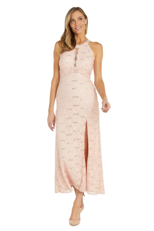 Long Sequin Evening Gown with Slit sold by R&M Richards