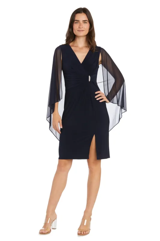 Cocktail Dress with Rhinestone Waist Detail and Asymmetric Cascade Caplet sold by R&M Richards