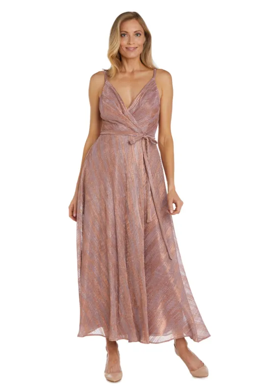 Mauve Metallic Side Tie Wrap Dress sold by R&M Richards