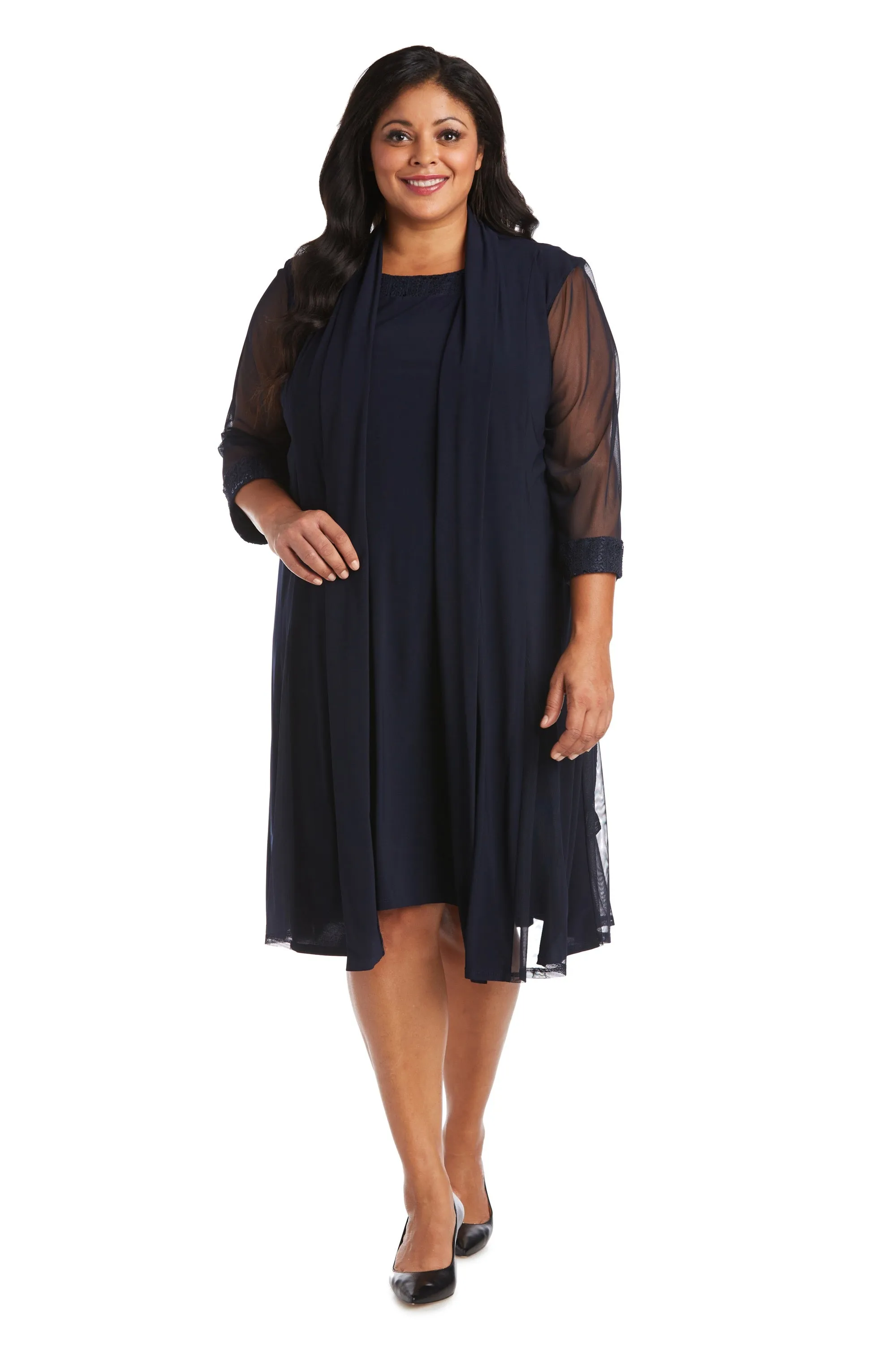 Shift Dress with Embellished Neckline and Sheer Jacket - Plus sold by R&M Richards