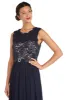 Maxi Gown with Lace Bust and Sheer Skirt, with Diamante Embellishment sold by R&M Richards