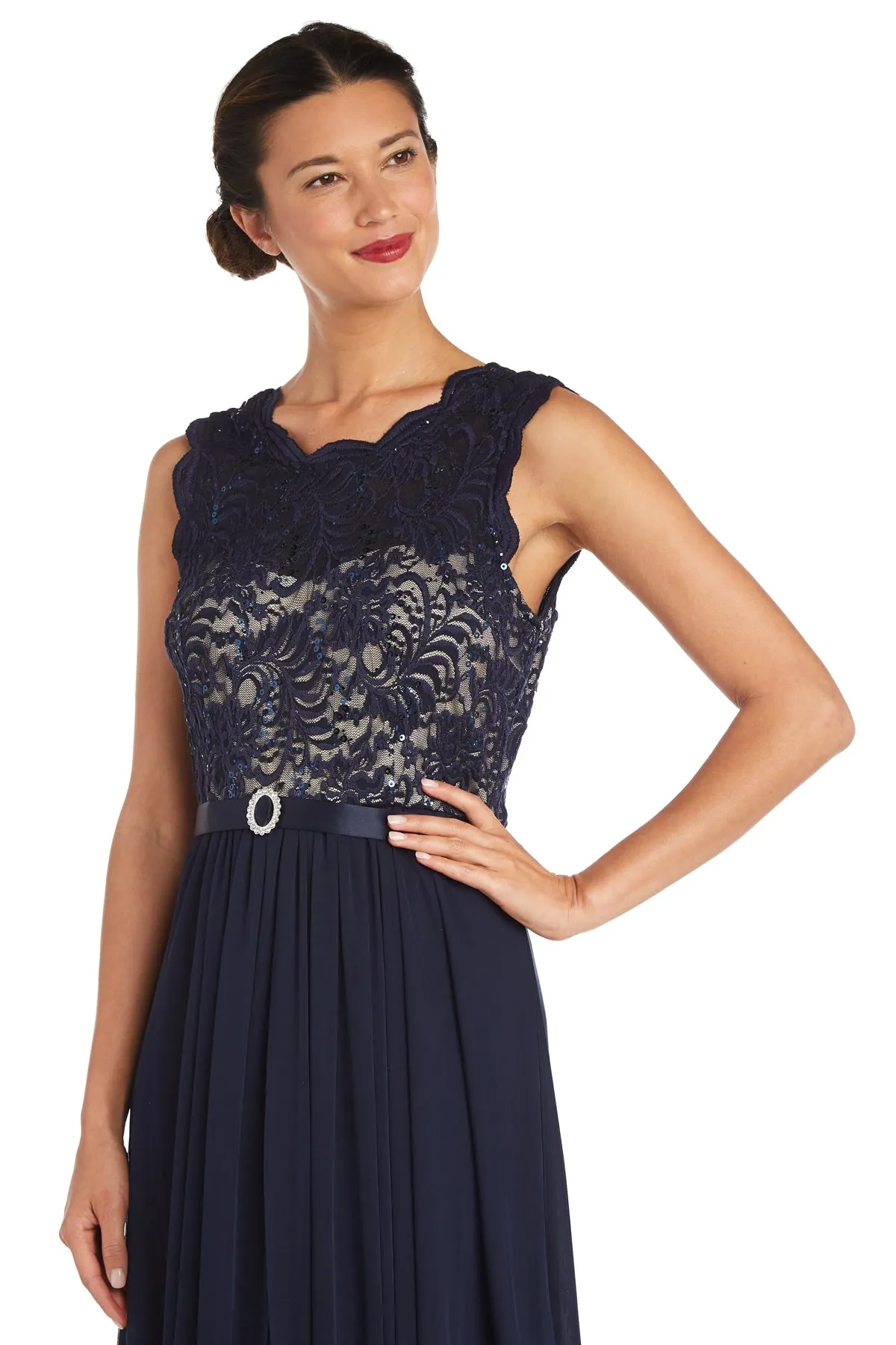 Maxi Gown with Lace Bust and Sheer Skirt, with Diamante Embellishment sold by R&M Richards product image thumbnail 3