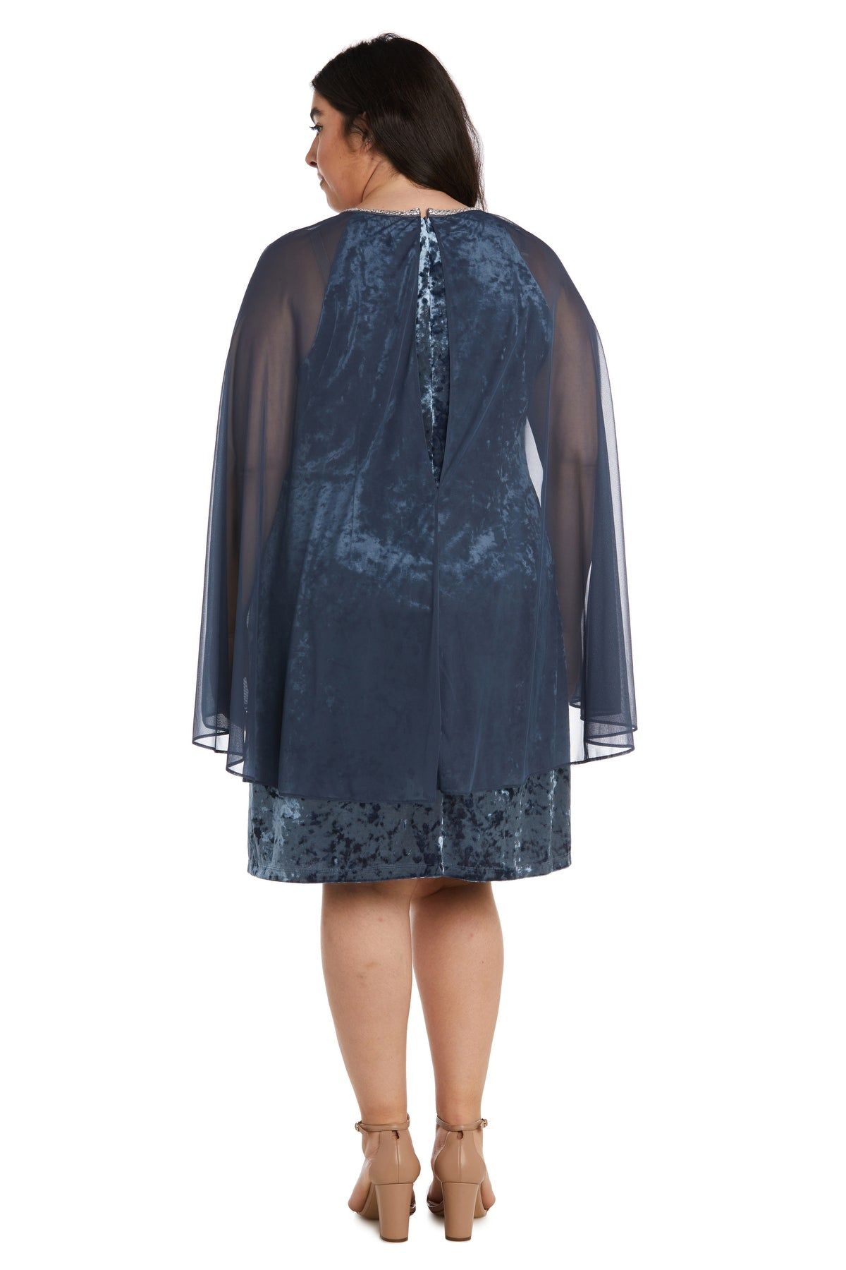 Short Dress With Rhinestone Neck and Chiffon Cape - Plus sold by R&M Richards product image thumbnail 2