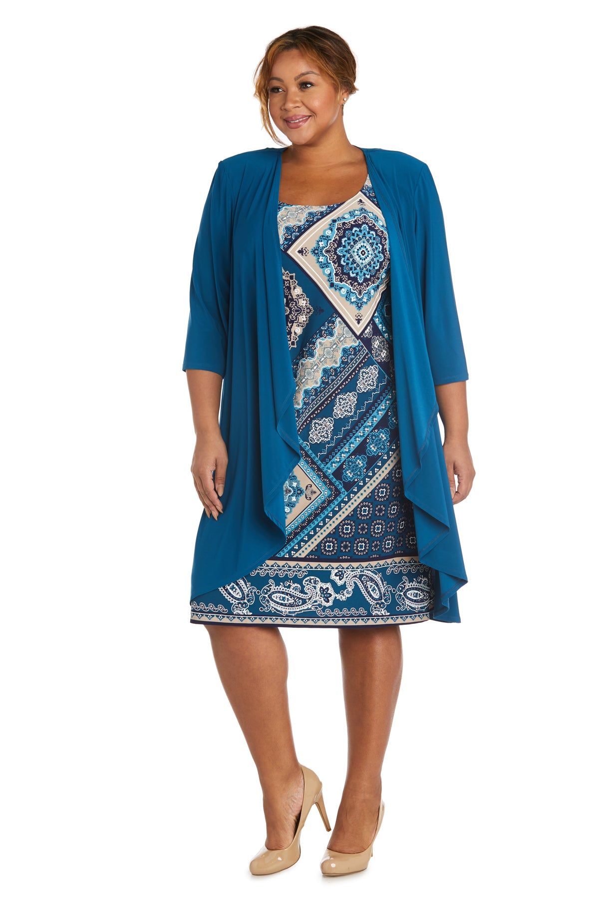 Two Piece Puff Print Jacket Dress - Plus sold by R&M Richards