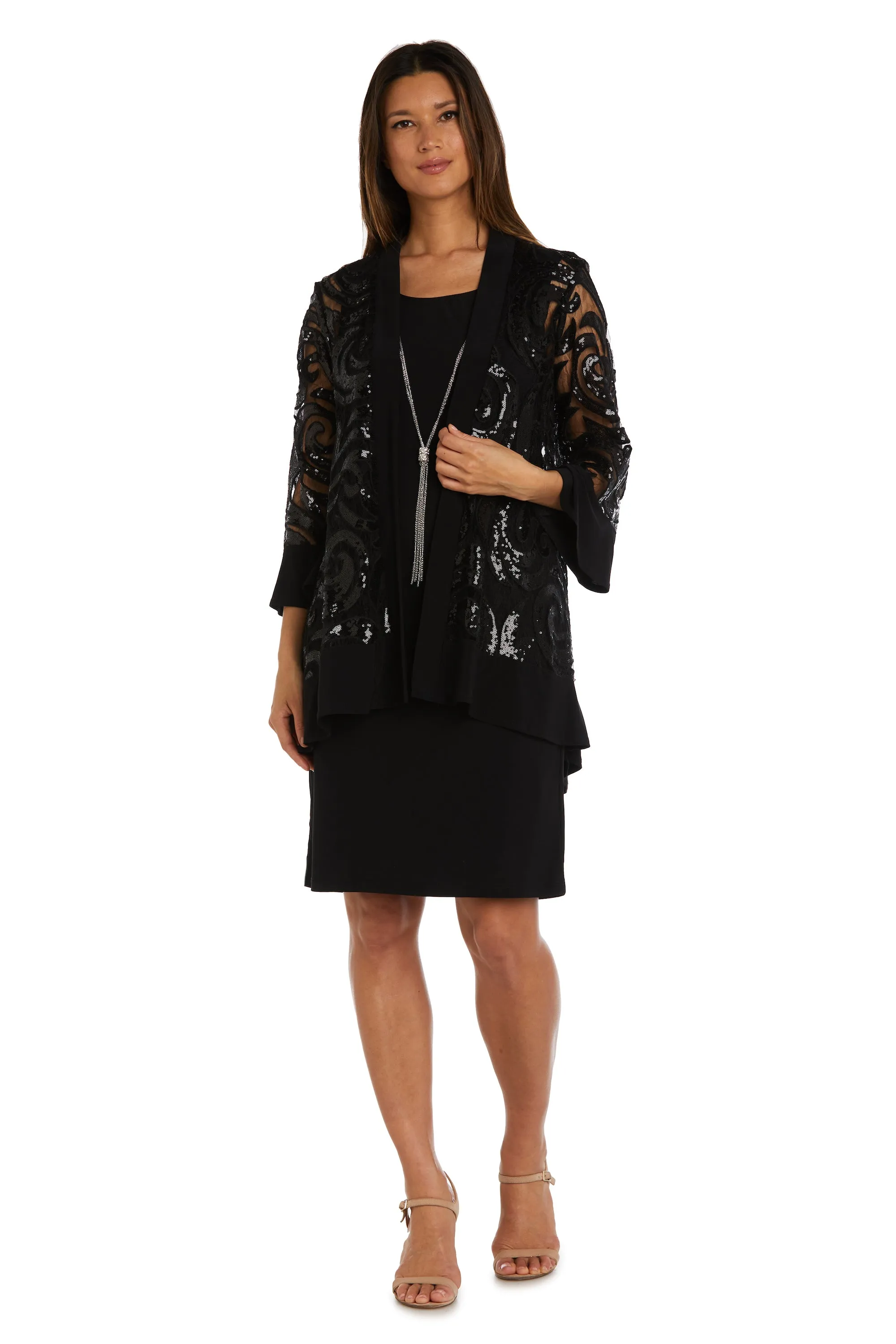 Two-Piece Sequin Swirl Jacket Dress sold by R&M Richards