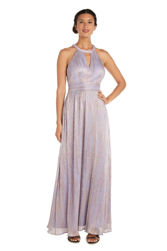 Long Shimmer Gown With Cut Outs and Open Back- Petite sold by R&M Richards
