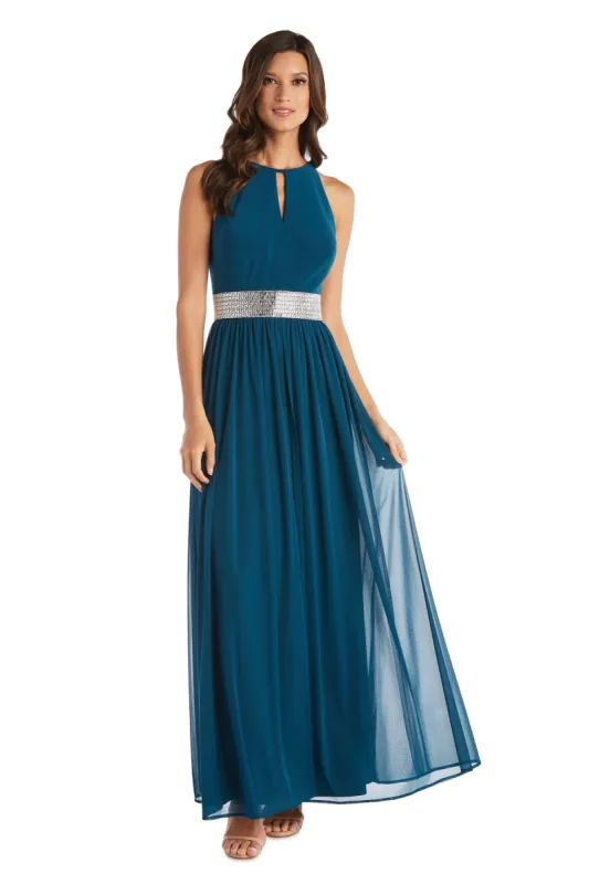 Maxi Dress with Keyhole Cutout, Halterneck and Flowing Skirt sold by R&M Richards