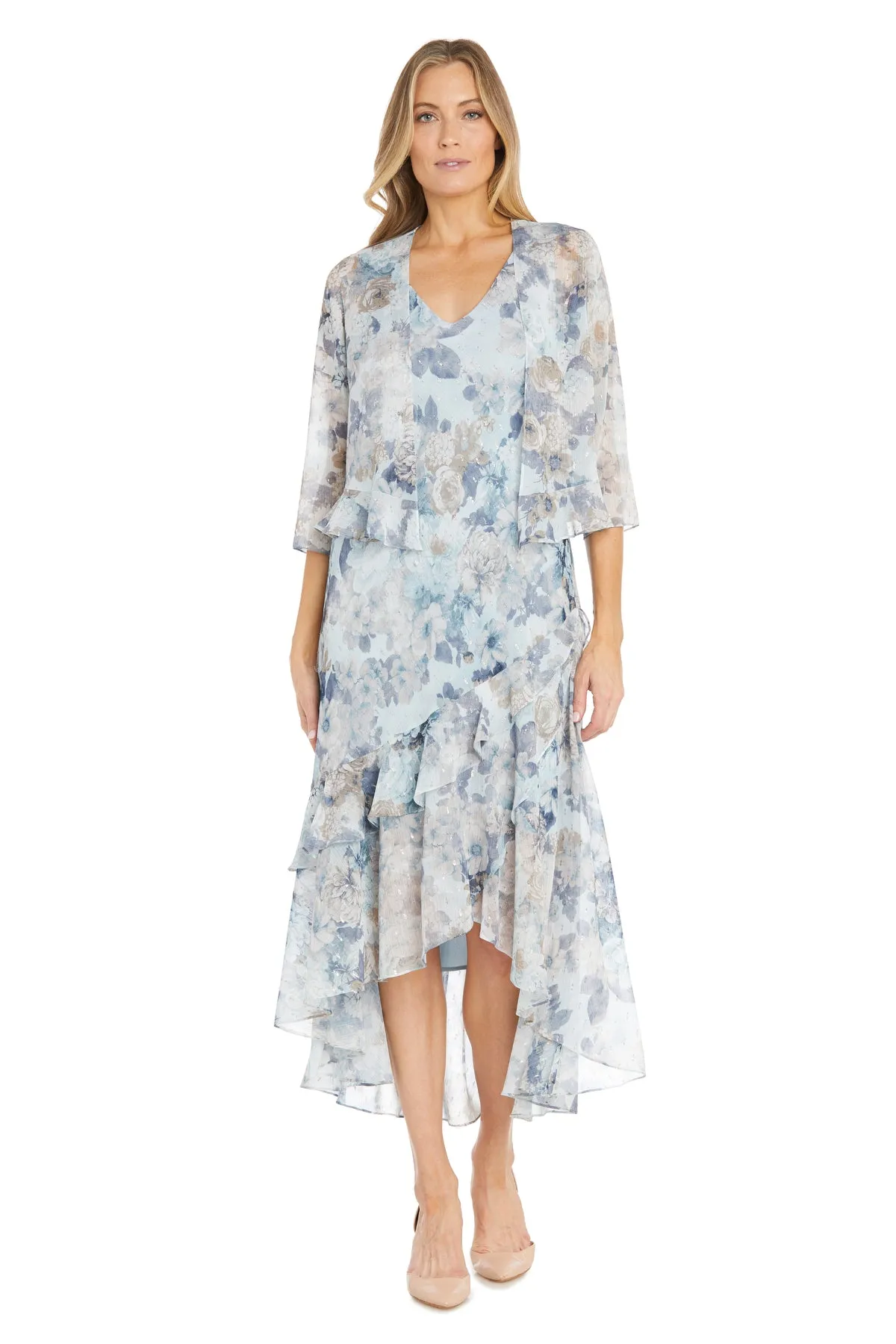 High Low Floral Chiffon Jacket Dress sold by R&M Richards