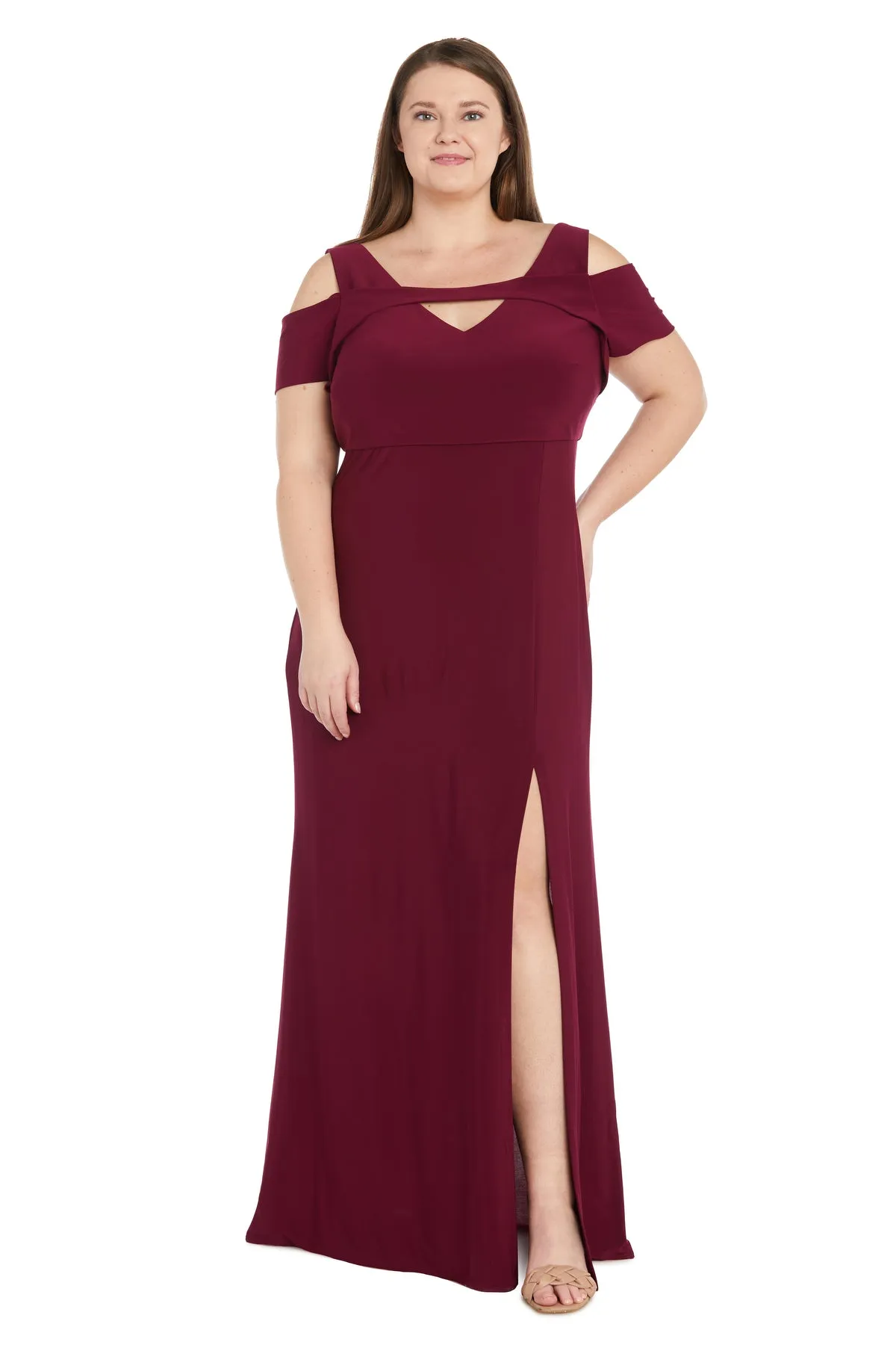 Nightway Full Length Evening Gown With Slit - Plus sold by R&M Richards product image thumbnail 4