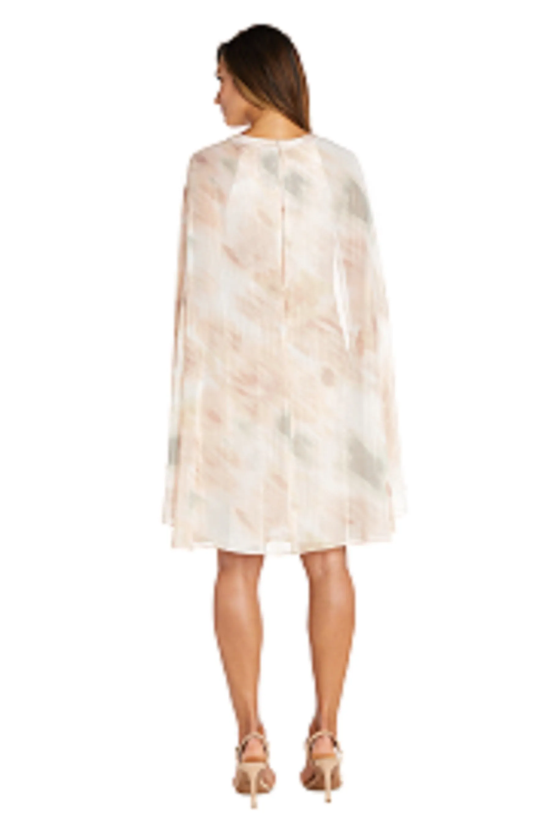 Print Lurex Chiffon Cape Dress with Rhinestone Neck Detail sold by R&M Richards product image thumbnail 2
