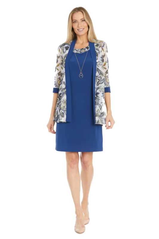 Abstract Leaf Printed Jacket Dress - Petite sold by R&M Richards