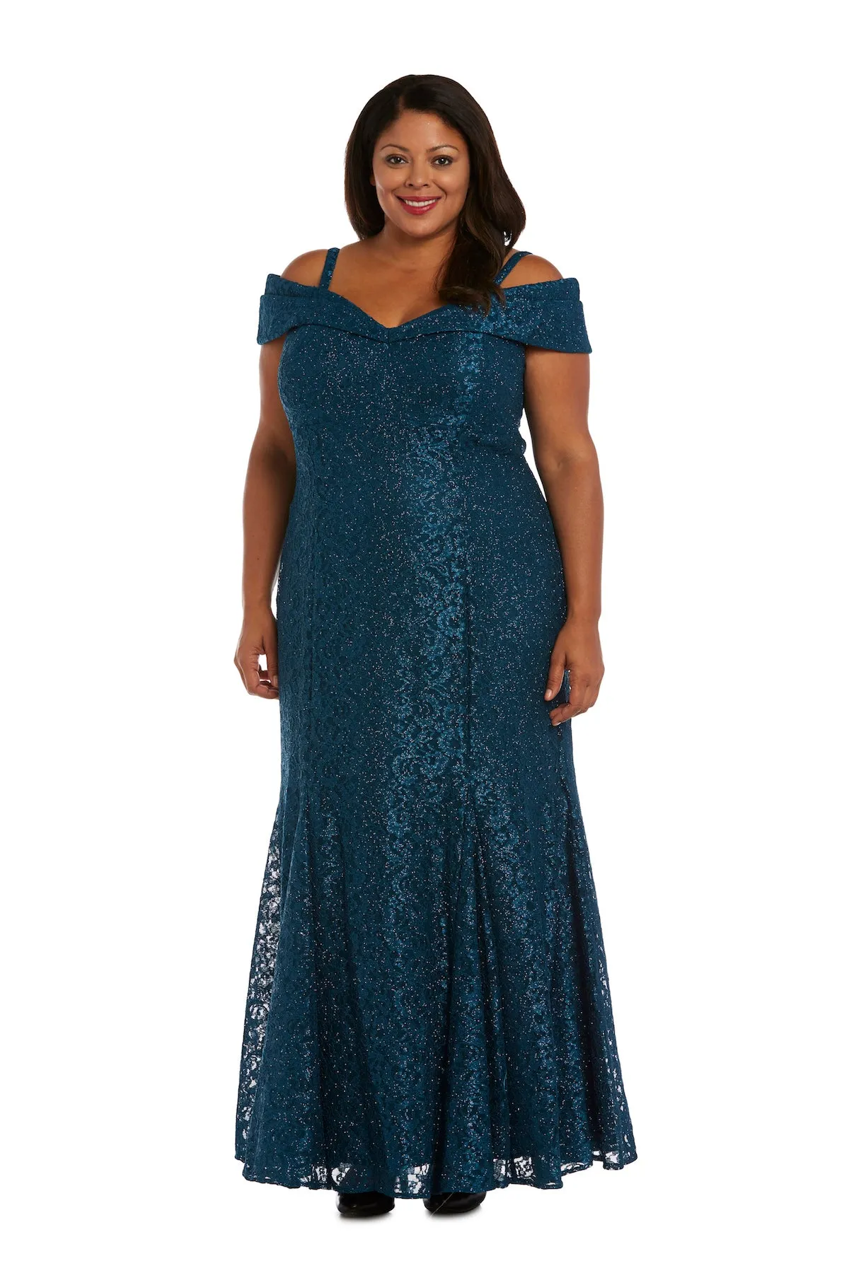 Off the Shoulder Fishtail Evening Gown - Plus sold by R&M Richards