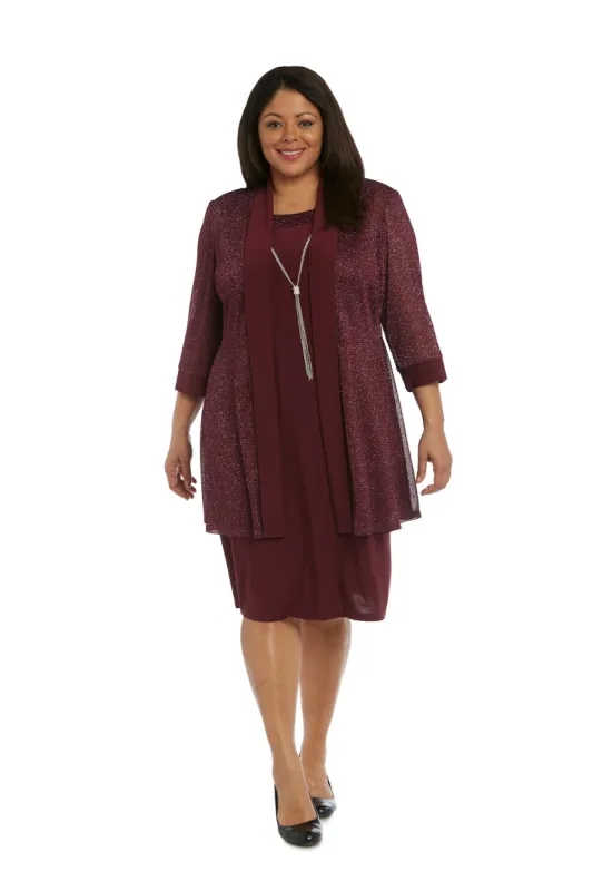 Two-Piece Sleeveless Dress and Metallic Detailed Jacket Set - Plus sold by R&M Richards