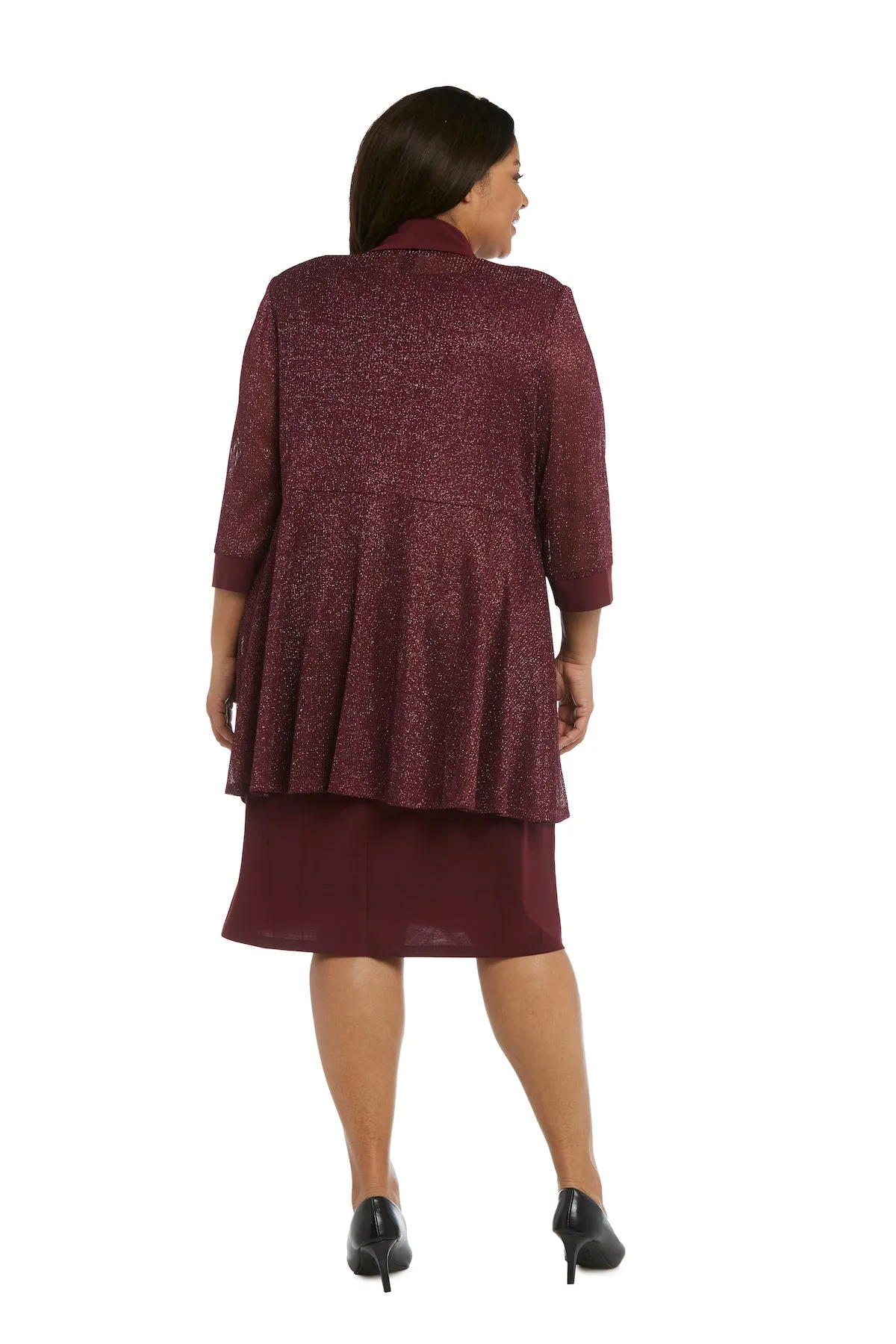 Two-Piece Sleeveless Dress and Metallic Detailed Jacket Set - Plus sold by R&M Richards product image thumbnail 2