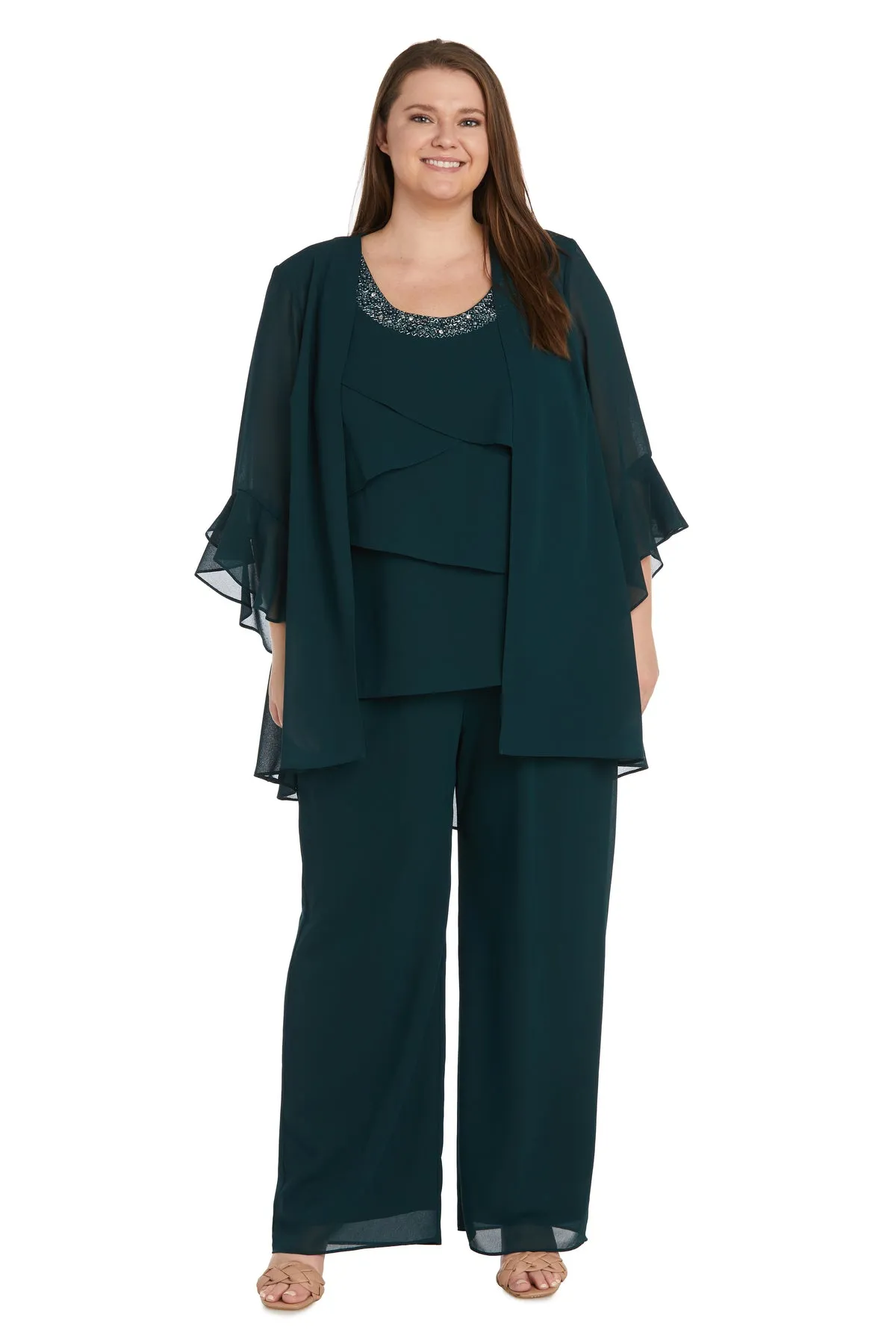 Three Piece Duster and Pantsuit Set - Plus sold by R&M Richards