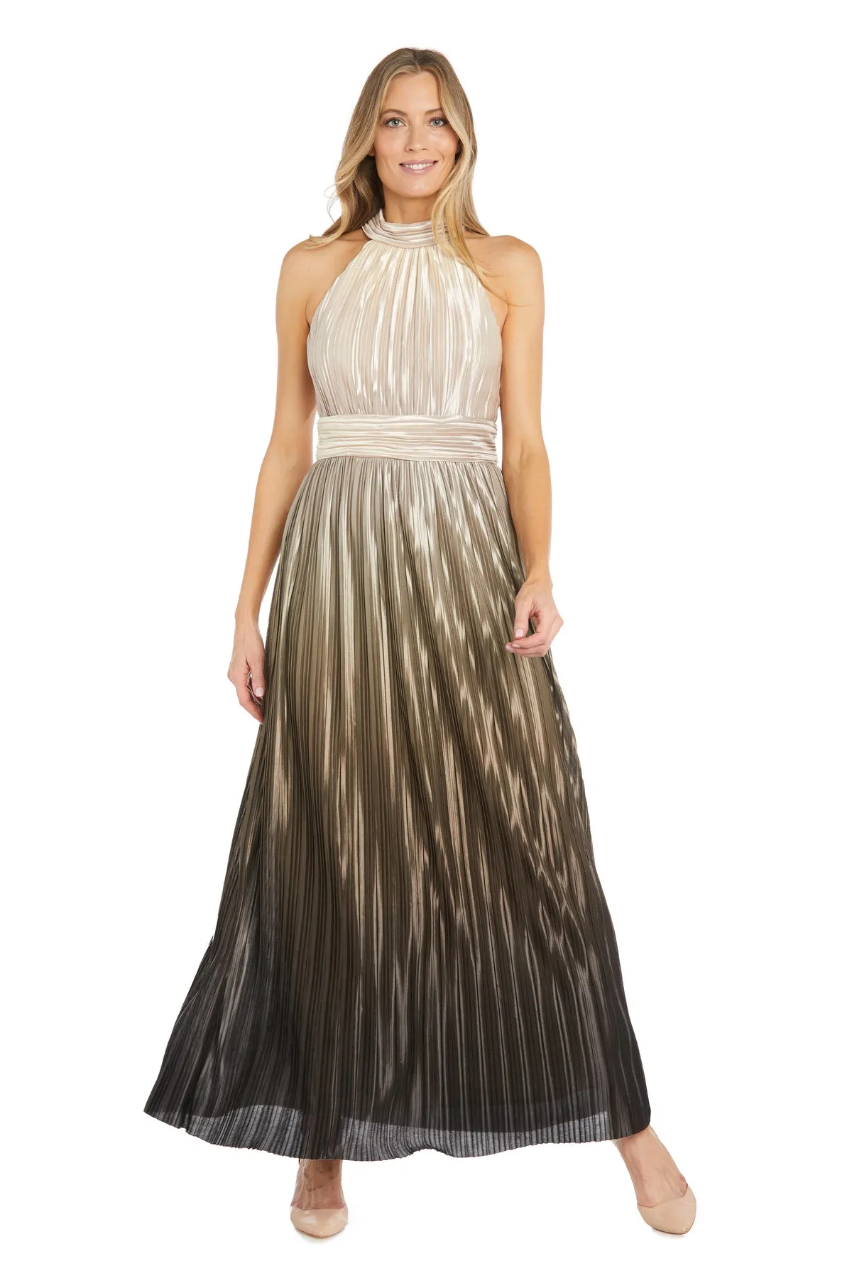 Ombre Satin Pleated Long Dress - Petite sold by R&M Richards