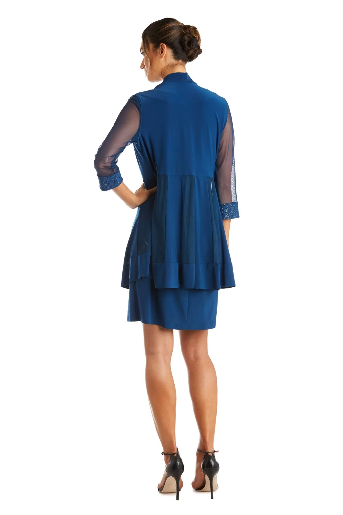 Shift Dress with Sparkling Neckline and Soft Jacket with Sheer Sleeves sold by R&M Richards product image thumbnail 4