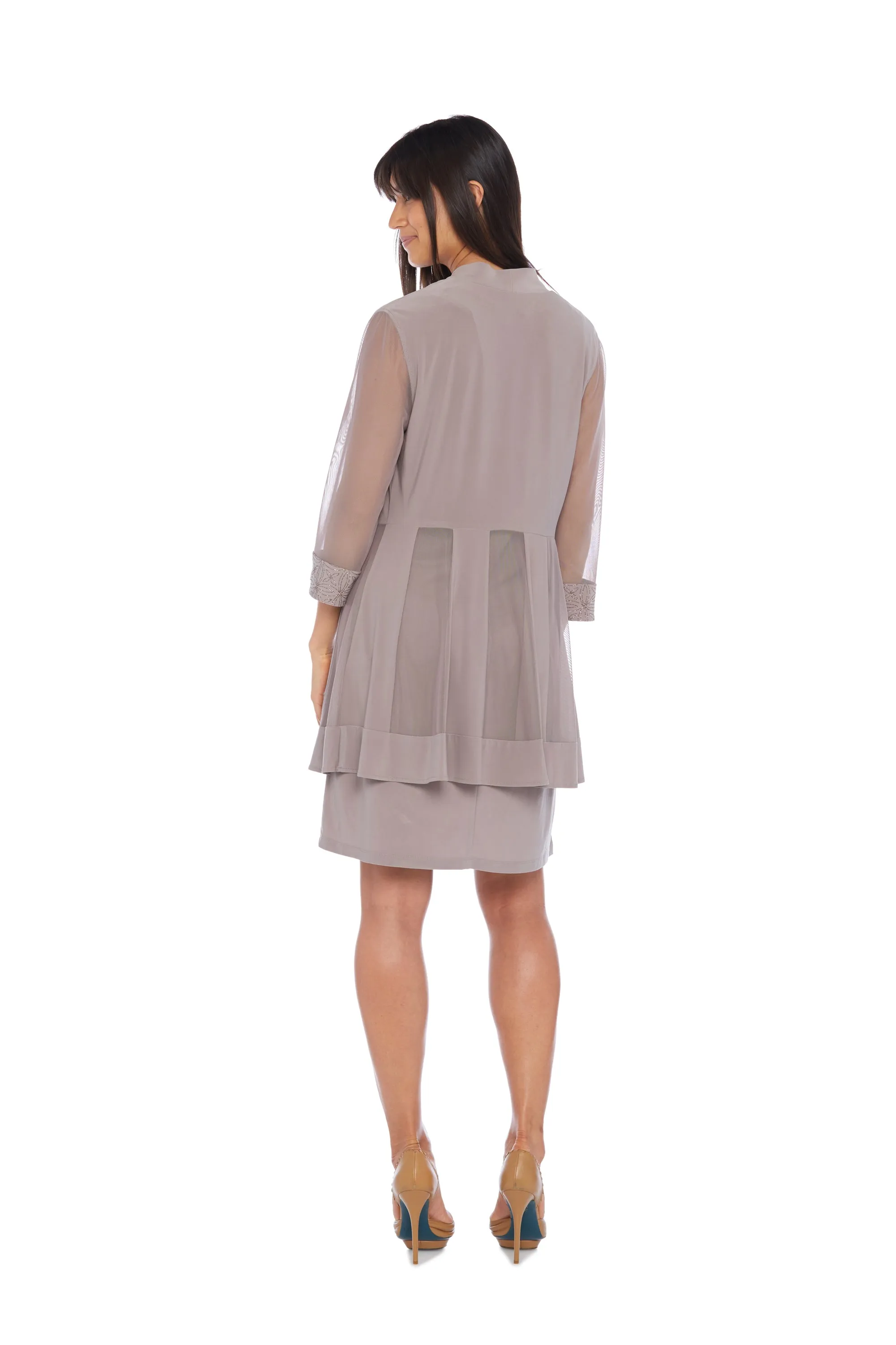 Shift Dress with Sparkling Neckline and Soft Jacket with Sheer Sleeves sold by R&M Richards product image thumbnail 2