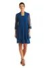 Shift Dress with Sparkling Neckline and Soft Jacket with Sheer Sleeves sold by R&M Richards