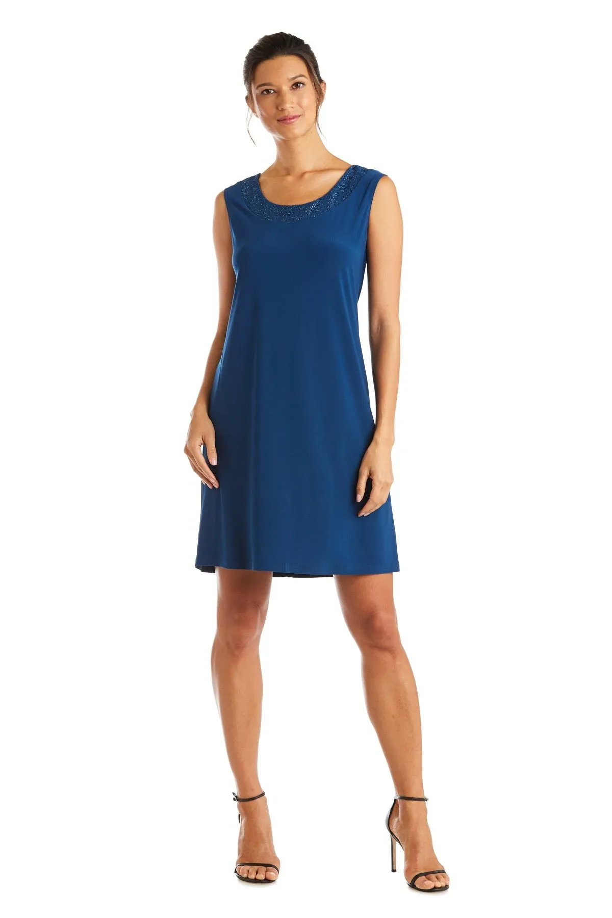 Shift Dress with Sparkling Neckline and Soft Jacket with Sheer Sleeves sold by R&M Richards product image thumbnail 5