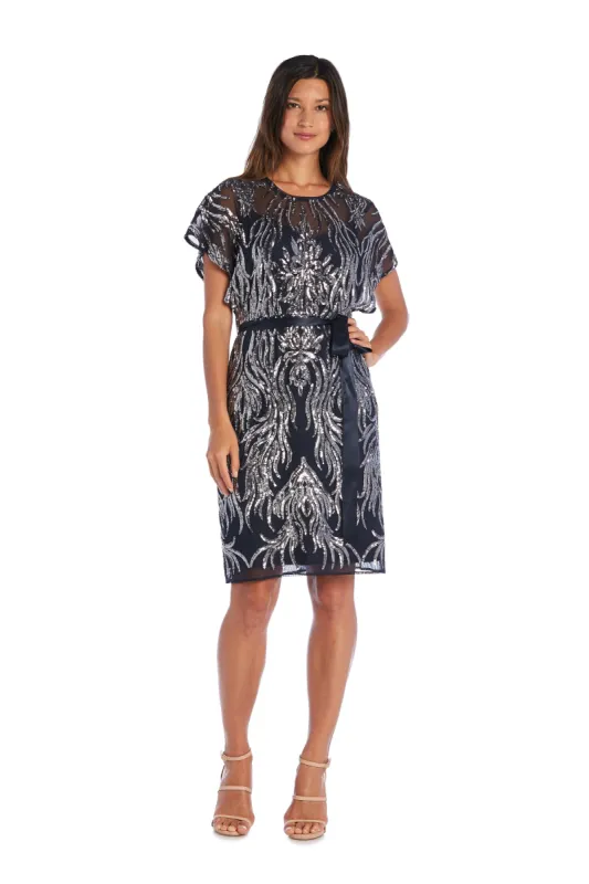 All-Over Embellishment and Satin Waist Tie Dress sold by R&M Richards